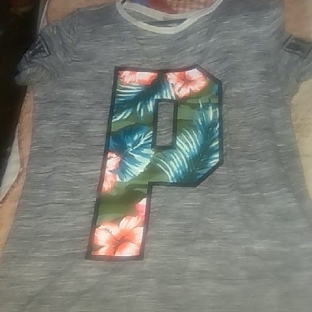 Victoria's Secret Gray Kids Tee with Floral 'P' Design